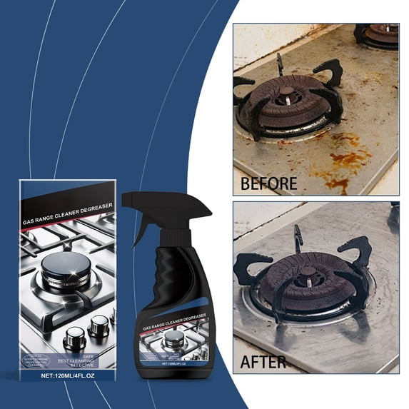 Gas Range Cleaner Degreaser, Degreaser Cleaner Heavy Duty, Grease Remover Lightning Cleaner Spray for Kitchen, Grill, Stove Top, Microwave, Cooktop, Air Fryer
