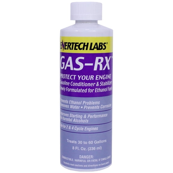 Enertech Labs Gas-Rx 8oz. - Gasoline Conditioner, Stabilizer & Water Remover for Ethanol and Non-Ethanol Gasoline