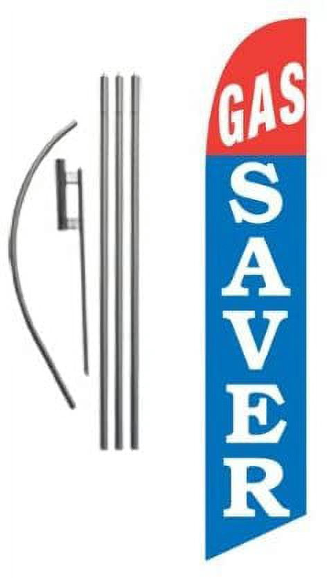 Gas Saver Advertising Feather Banner Swooper Flag Sign with Flag Pole Kit and Ground Stake