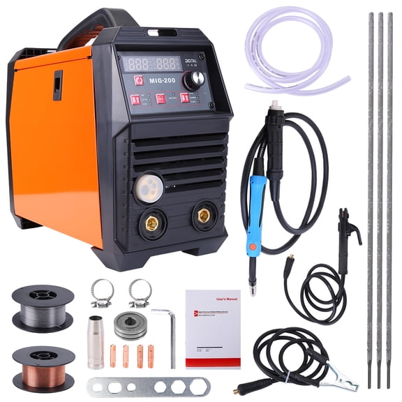 Gas Shielded MIG Welder 200A, MIG/MMA/LIFT TIG 3-in-1 Welding Machine with Digital Display, US Plug