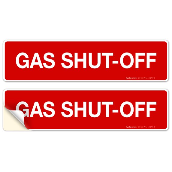 Gas Shut-Off Sign, Fire Safety Sign,