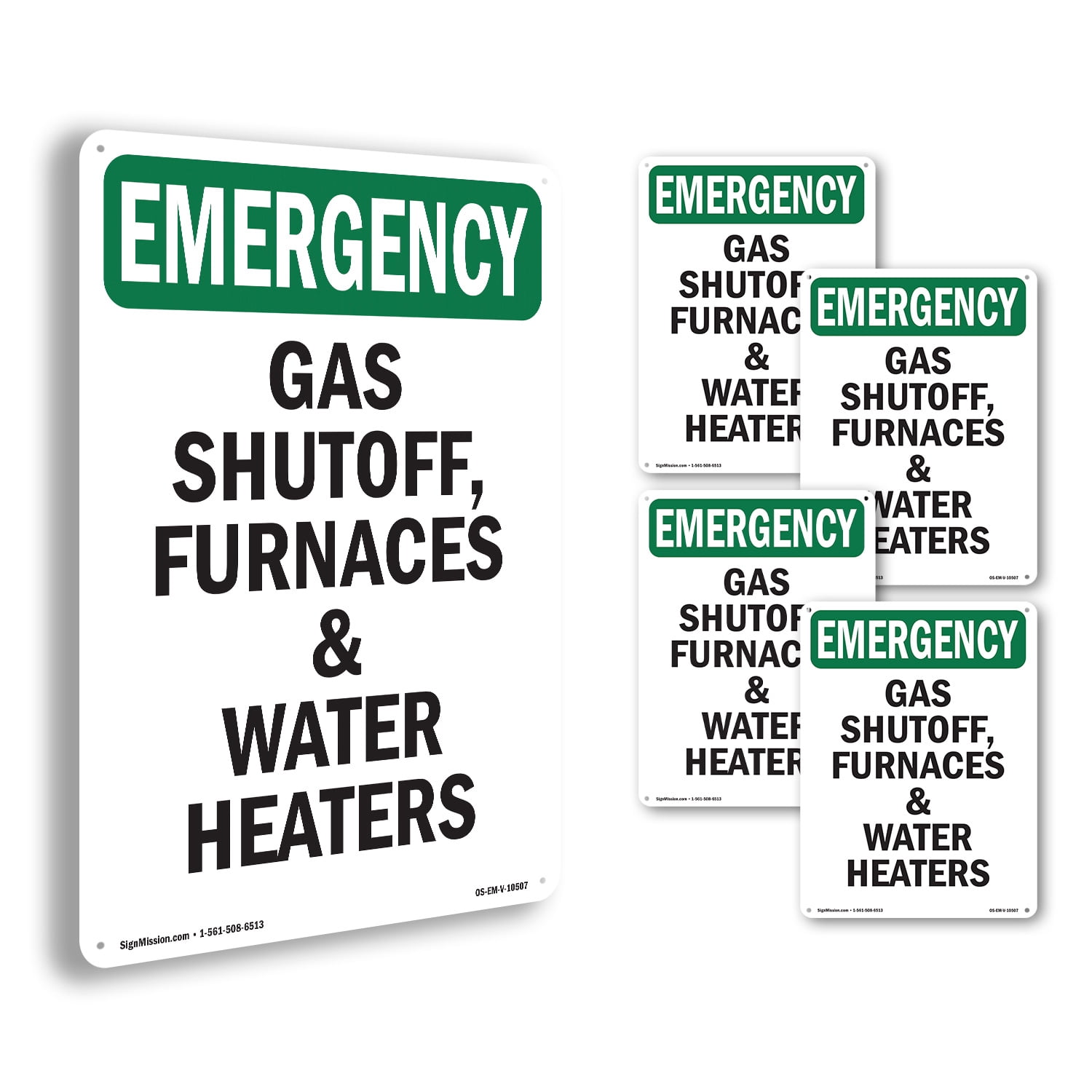 Gas Shutoff Furnaces And Water Heaters OSHA Emergency Rigid Plastic ...