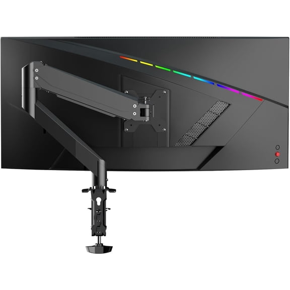 Gas Spring Monitor Arm 32 Inch,Adjustable Single Monitor Desk Mount with Swivel/Tilt/Rotation,Computer Monitors Stand Holder with Clamp/Grommet Mounting Base, VESA Mount Bracket