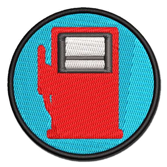 Gas Station Pump Applique Multi-Color Embroidered Iron-On Patch - 2.0 Inch Mini