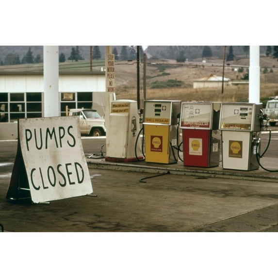 Gas Station With Closed Pumps Along Interstate Route 5 In Oregon Sept. 1973. History (36 x 24)