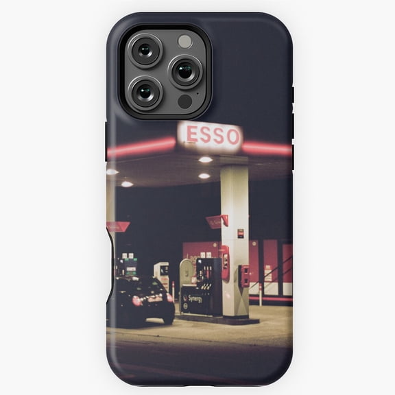 Gas Station at Night Moody Photo Art Phone Case for iPhone 16 15 14 13 12 11 Pro Max - Cool Aesthetic Phone
