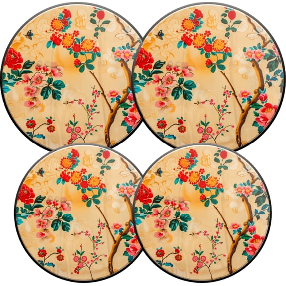 Gas Stove Burner Cover,Electric Stove Top Protector,Easy to Clean,Chinese - style Flower Design on a Golden Fabric
