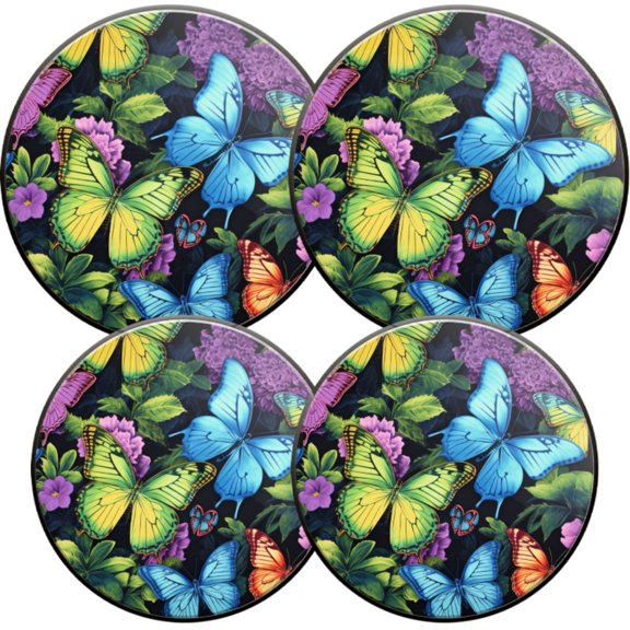 Gas Stove Burner Cover,Electric Stove Top Protector,Easy to Clean,Colorful Butterflies among Purple Flowers and Green Leaves