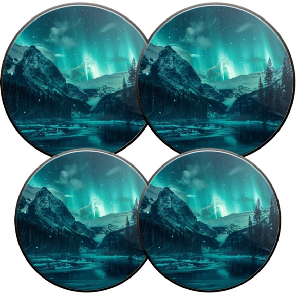 Gas Stove Burner Cover,Electric Stove Top Protector,Easy to Clean,Green Northern Lights Over a Snow - covered Mountain Valley