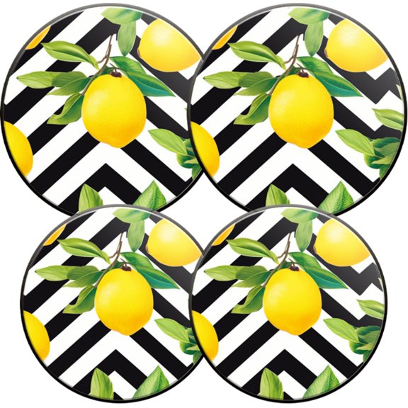 Gas Stove Burner Cover,Electric Stove Top Protector,Easy to Clean,Lemon and Leaf Pattern with Zig - zag Stripes