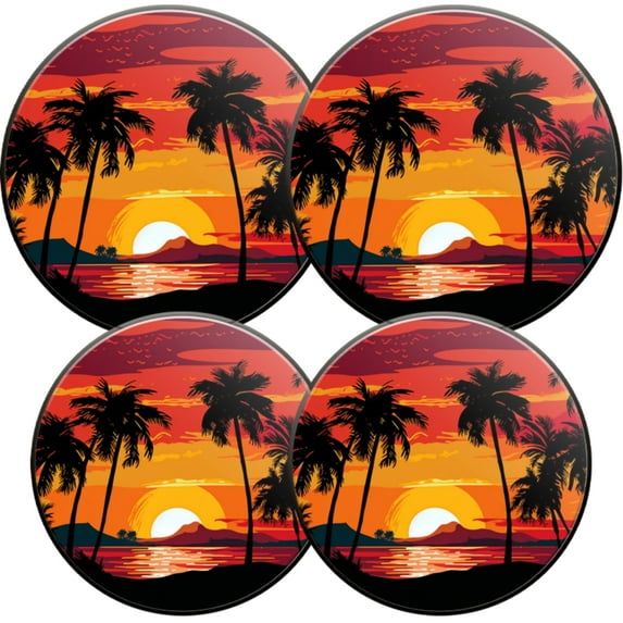 Gas Stove Burner Cover,Electric Stove Top Protector,Easy to Clean,Tropical Beach Sunset with Palm Trees