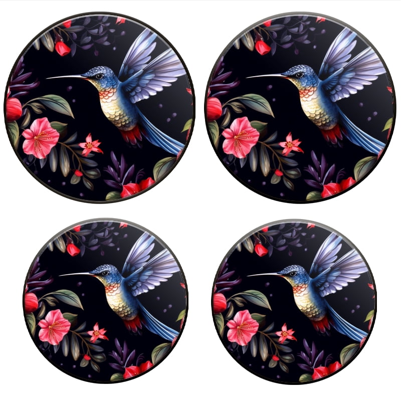 Gas Stove Burner Cover Set Of 4,Beautiful Hummingbird Hovers Amidst Vibrant Array Of Colorful Flowers Metal Electric Stove Burner Covers,Protecting Gas Stoves,Kitchen Decor，8 Inch And 10 Inch