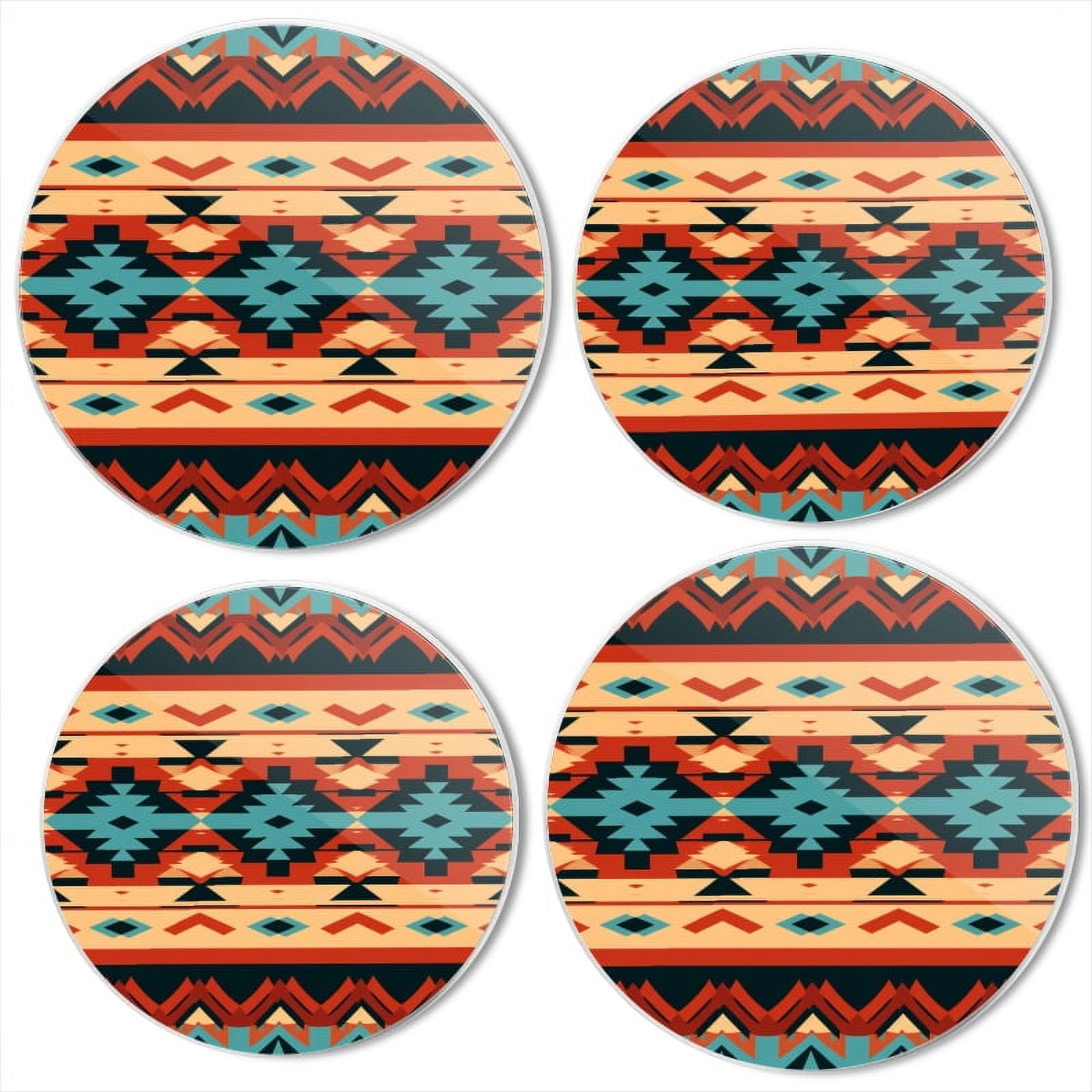 Gas Stove Burner Cover Set Of 4,Illustration Of Seamless Pattern In The Style Of Traditional Tribal Patterns Metal Electric Stove Burner Covers,Protecting Gas Stoves,Kitchen Decor，8 Inch And 10 Inch