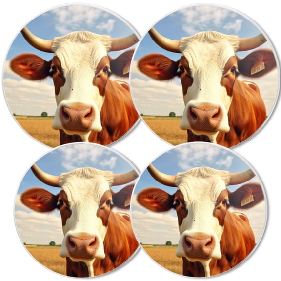 Gas Stove Burner Cover,White Electric Stove Top Protector,Easy to Clean,Cow In An Open Field Under A Blue Sky