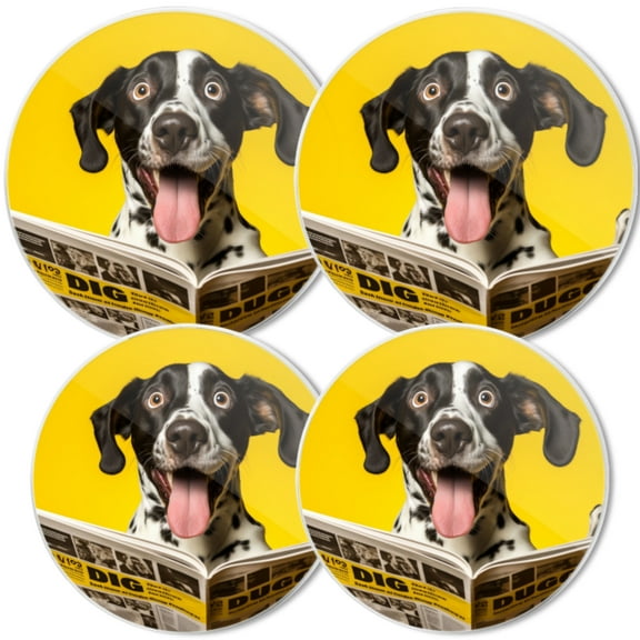 Gas Stove Burner Cover,White Electric Stove Top Protector,Easy to Clean,Dog Holding A Newspaper With A Surprised Look