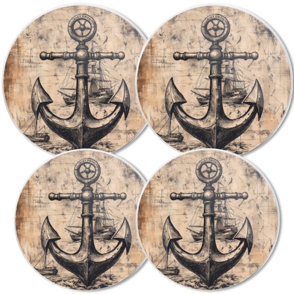 Gas Stove Burner Cover,White Electric Stove Top Protector,Easy to Clean,The Nautical Allure Of An Anchor And Vessels