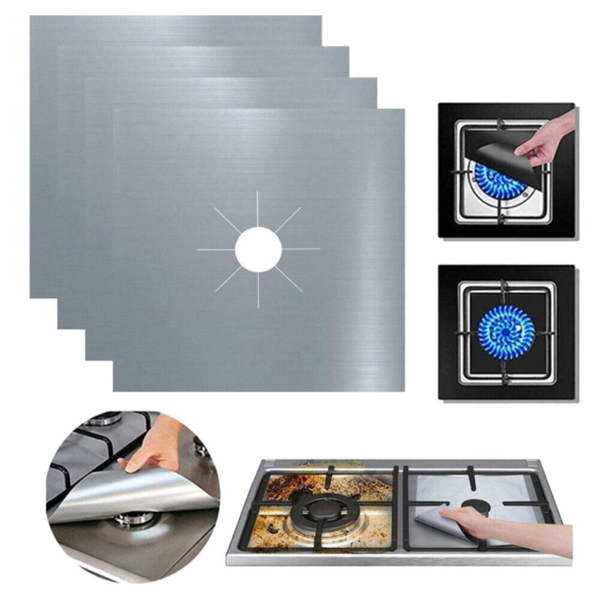 Packthis Notepad Gas Stove Burner Covers 4 Pack, Reusable Nonstick Protector Pad Liners ...