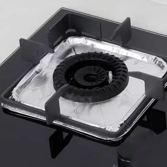 Gas Stove Burner Covers | Aluminum Foil Liners to Catch Oil Grease & Food Spills | 23x23cm Silver Drip Trays for Kitchen Stovetop Protection