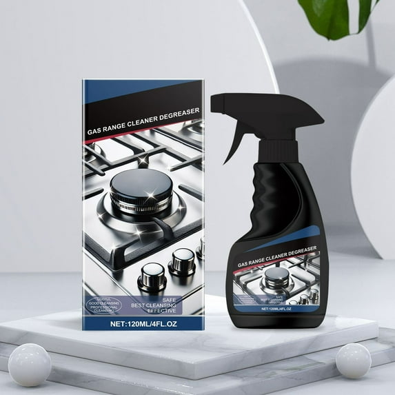 Gas Stove Cleaner Spray, Heavy Duty Degreaser for Tough Grease & Stubborn Oil on Cooktops, Ovens, Range Hoods & Countertops, Multi-Purpose Kitchen Cleaner