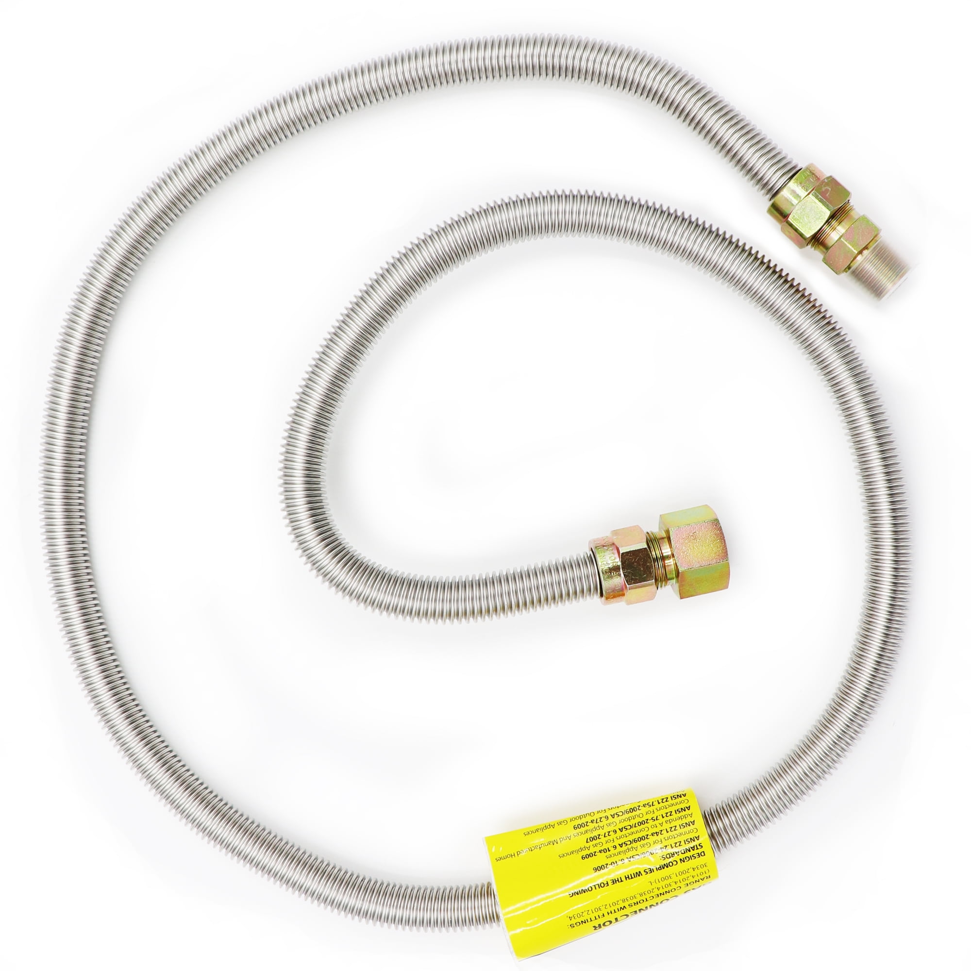 Gas Stove Flexible Hose, Braided Stainless Steel, 60 inch, 1/2 MIP x 3/