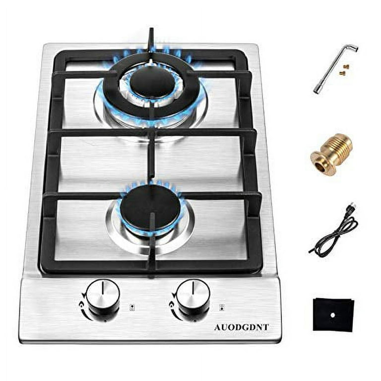 Dual Burner Gas Countertop Stove, Built-in Gas Cooktop, Black Tempered  Glass Gas Stovetop 2 Burner for Home Kitchen Rvs Apartments