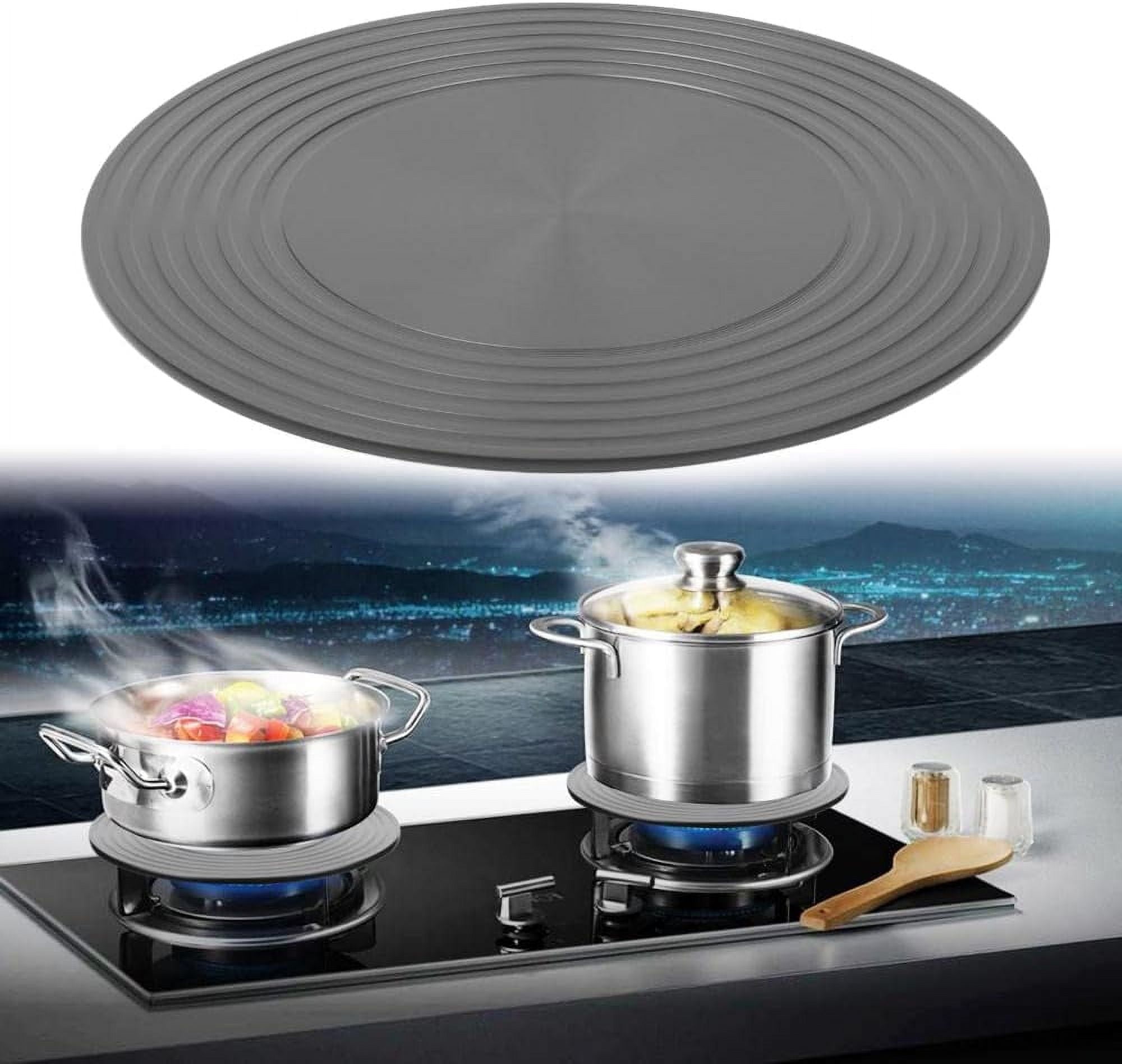 Gas Stove Heat Diffuser Plate,Simmering Thawing Conduction Plate,Multifunctional Round Fast Defrosting Tray,Topboutique Flame Guard Protection Stovetop,9 inch,Gray