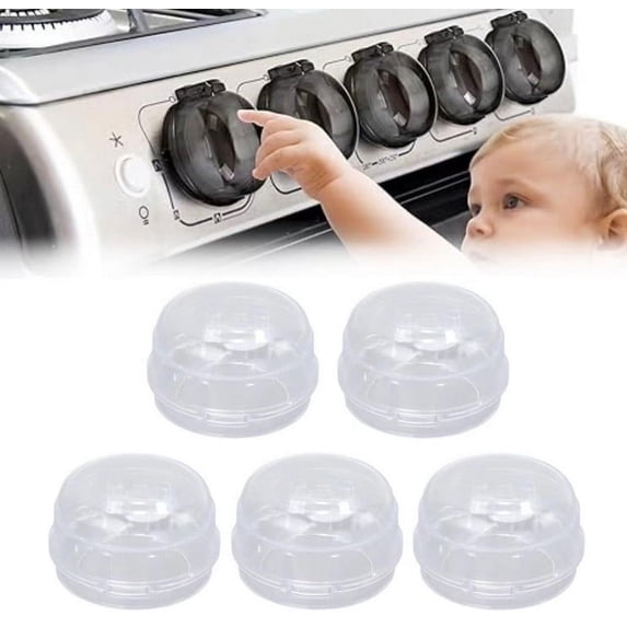 Gas Stove Knob Covers for Child Safety, Heat Resistant Clear Oven Knob Protectors, Baby Proof Gas Range Controls, Easy Install Universal Fit