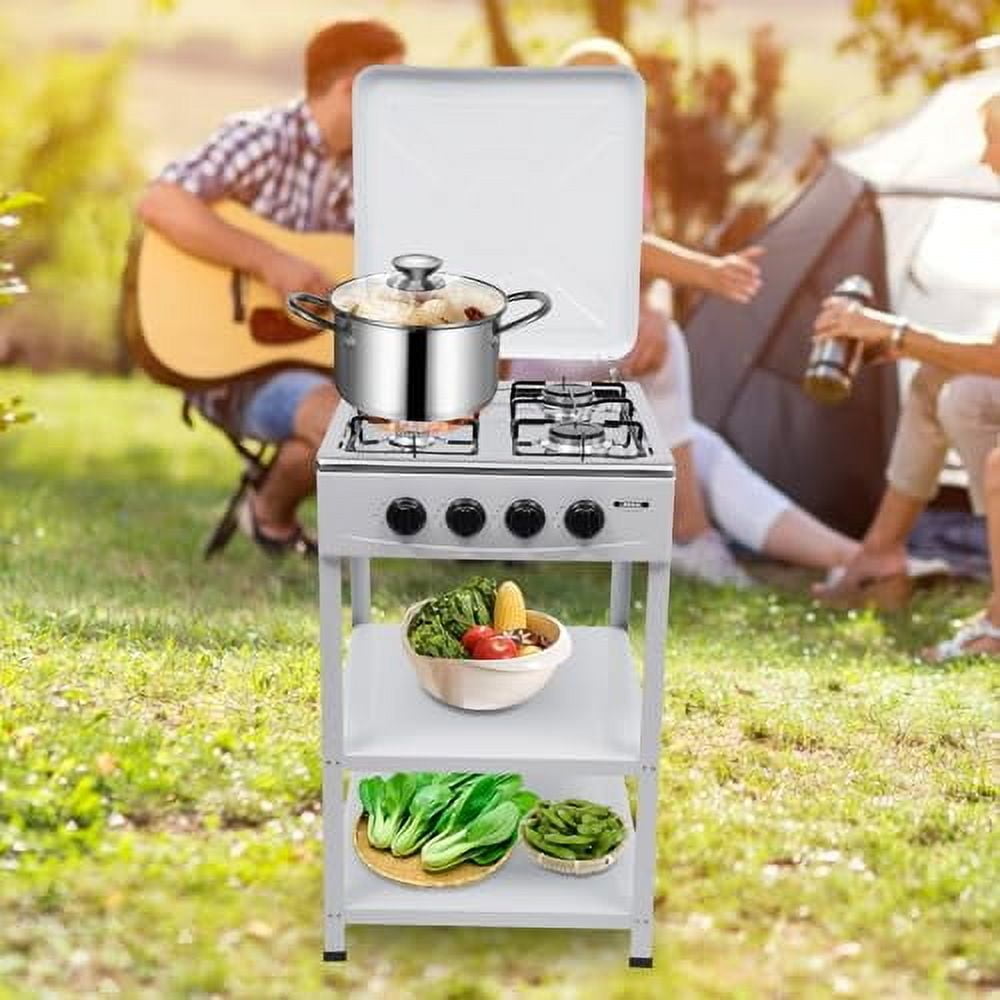 Multistar Stove Rack Gas Stove Portable Stove 4 Burner with Support Leg Stand, Wind Blocking ...