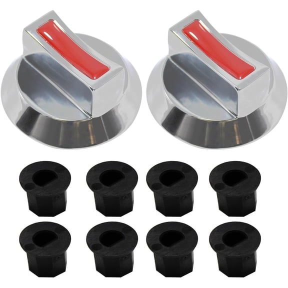 Gas Stove Range Parts Replacement Universal Propane Natural Gas Temperature Metal Control Knob with 4 Sizes of Stem for Valves OD 2.78" Pack of 2 Sets