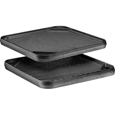 Gas Stovetop, Pre-Seasoned Square Cast Iron Reversible Grill/Griddle Pan, 10 X 10"