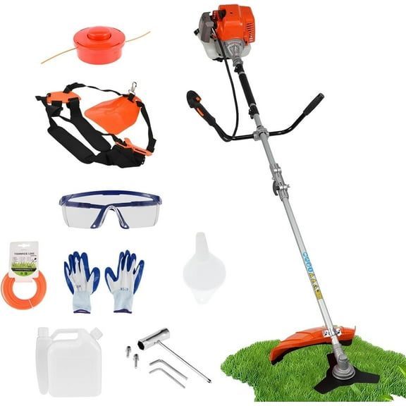 Gas Weed Wacker 52cc 2 Stroke Oil 2 in 1 Multifunctional Weed Eater, Gas Powered Cordless Trimmer Hedge Pruner Brush Cutter 10 Inch 8500Rpm for Shrubs and Weeds