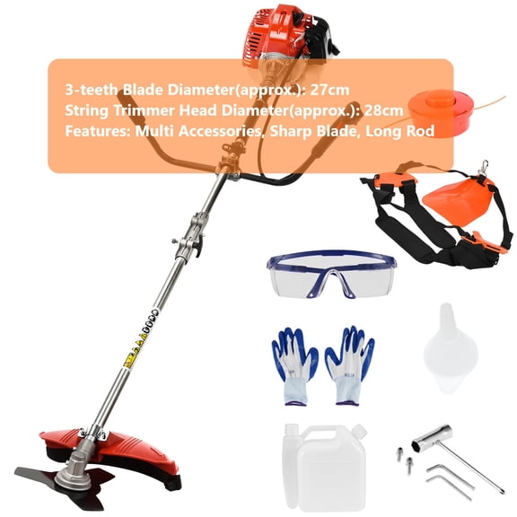 Gas String Trimmer, 52-cc 2-Cycle, Straight Shaft Gas Weed Eater, Gas Straight Shaft String Backpack Grass Trimmer