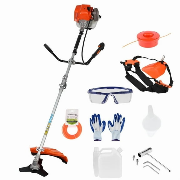 Gas String Trimmer,Gas Powered Lawn Mower, Weed Trimmer 52cc 2-Stroke Brush Cutter 2 in 1 Cordless Hedge Trimmer Straight Shaft Multi Yard Care Tools,Rubber Handle & Shoulder Strap Included