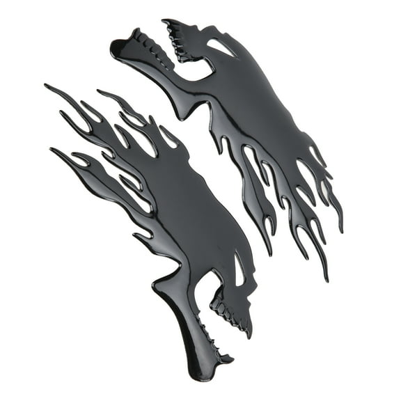 Gas Tank Decals, Flame Skull 3D Waterproof Fuel Tank Sticker  For Decorations Black