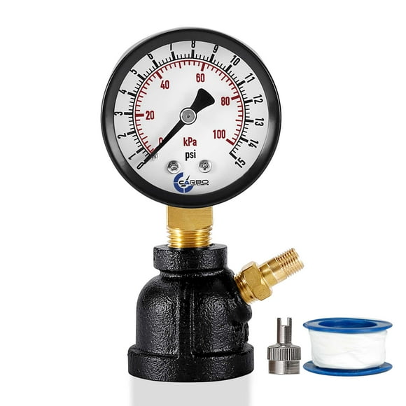Gas Test Pressure Gauge 15 Pound, 15 PSI/100 kPa 3/4 FNPT Steel Bell Shape Body