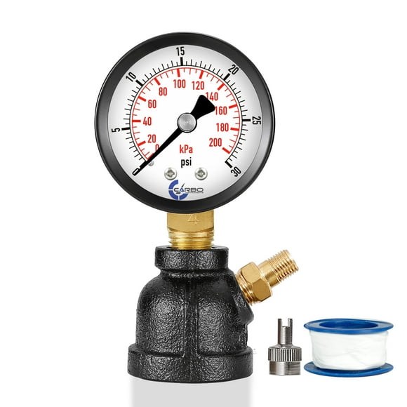 Gas Test Pressure Gauge 30 Pound, 30 PSI/200 kPa 3/4 FNPT Steel Bell Shape Body