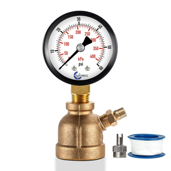 Gas Test Pressure Gauge 60 Pound, 60 PSI/400 kPa 3/4 FNPT Brass Bell Shape Body