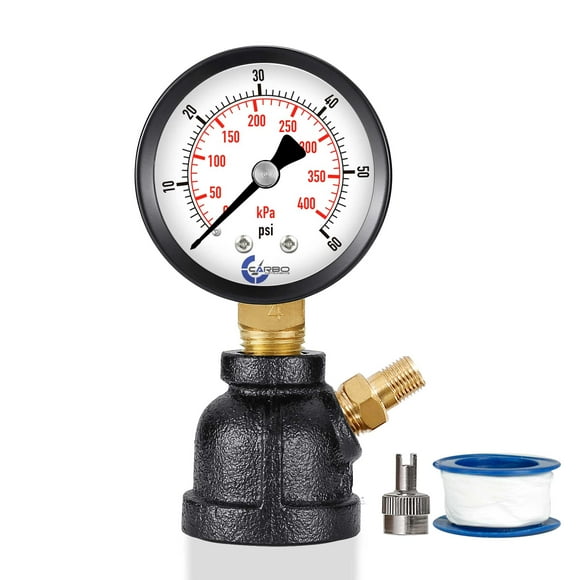 Gas Test Pressure Gauge 60 Pound, 60 PSI/400 kPa 3/4 FNPT Steel Bell Shape Body