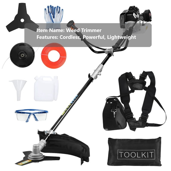 Gas Weed Eater, 52CC 2-Stroke Weed Wacker Gas Powered, with Ergonomic Handle, Powerful Engine Weed Trimmer Lawn Mower, Gas Powered Hedge Trimmer, Weed Eater, Brush Cutter for Gardening