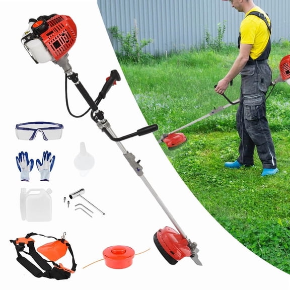 Gas Weed Wacker 52cc 2 Stroke Oil 2 in 1 Multifunctional Weed Eater, Gas Powe Cordless Trimmer Hedge Pruner Brush Cutter 10 Inch 8500Rpm for Shrubs and Weeds