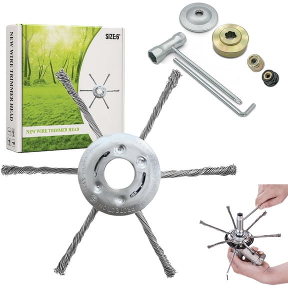 Gas Wire Weed Trimmer Head, 7/8/9 Inch Steel Wire Weed Wheel Brush Cutter Trimmer Head, Replacement Trimming Head for Gas Powered Cordless String Trimmers (8 inch)