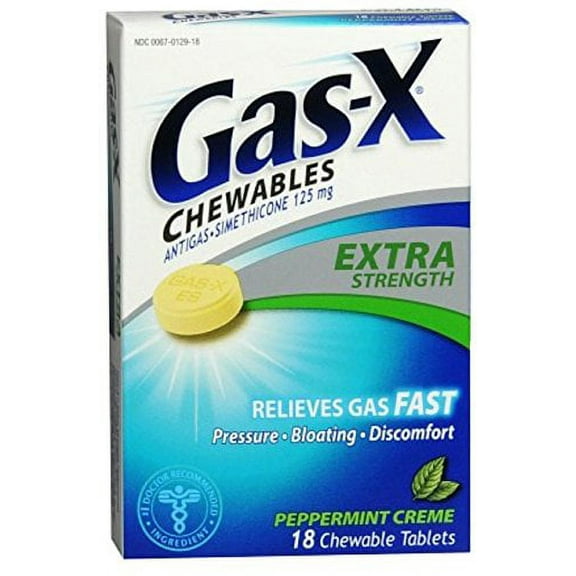 Gas-X Chewables Extra Strength Peppermint Creme 18 ea (Pack of 6)