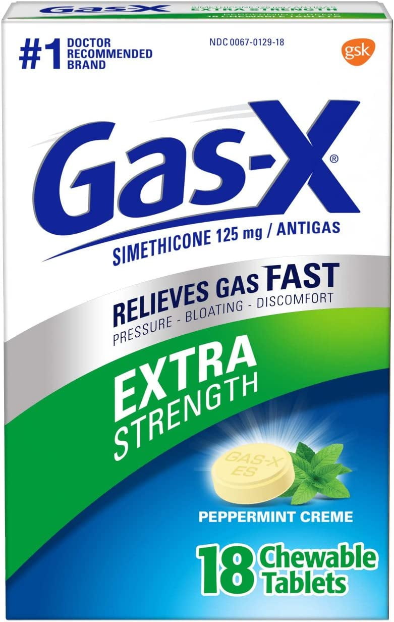 Gas-X Extra Strength Antigas Chewable Tablets, Peppermint Creme, 18 Ea, 3 Pack