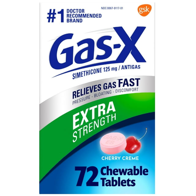 GasX Extra Strength Chewable Gas Relief Tablets with Simethicone 125 mg for Bloating Relief