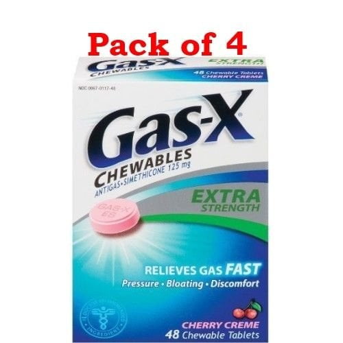 GasX Extra Strength Gas Relief Simethicone, Cherry Creme, 48ct, 4Pack