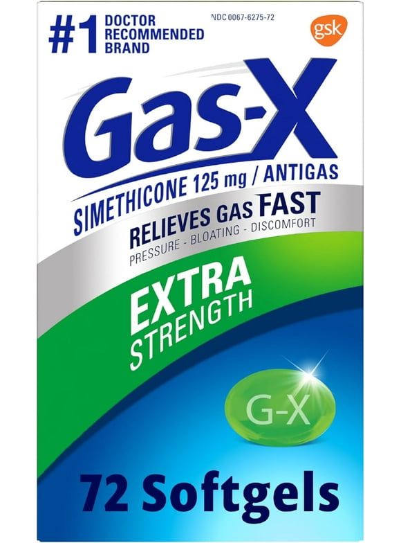 Gas-X Extra Strength Gas Relief Softgels with Simethicone 125 mg for Bloating Relief - 72 Count