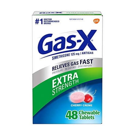 Gas-X Extra Strength Chewable Gas Relief Tablets with Simethicone 125 mg, Cherry - 48 Count