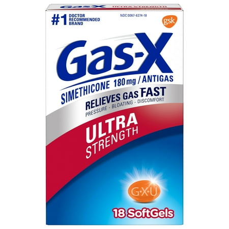 Gas-X Ultra Strength Simethicone Softgels Medicine for Fast Gas Relief, 18 Count