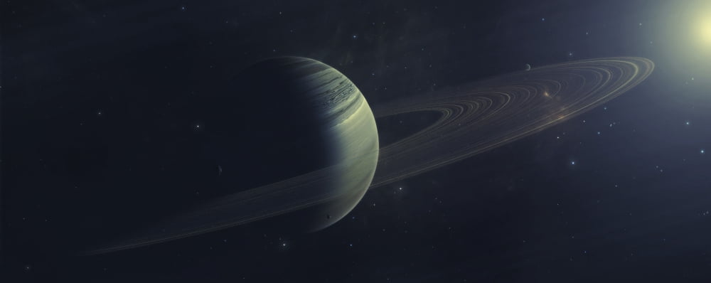 Gas giant orbiting Sirius star along with four moons Canvas Art - Tomasz DabrowskiStocktrek Images (22 x 9)