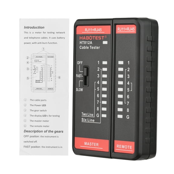Gas tester,Network Cable Tester Network Line Rj11 Wire Line Test Tester 2p/4p/6p/8p Cable Rj45 Tester 2p/4p/6p/8p Meter Network Rj11 Rj45 Tester Maintenance Line Rj11 Rj45 Line Test Meter